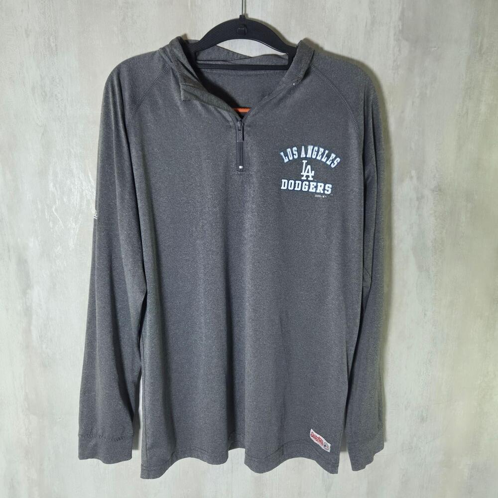 Los Angeles Dodgers Sweatshirt Mens Medium Gray MLB Stitches Quarter Zip